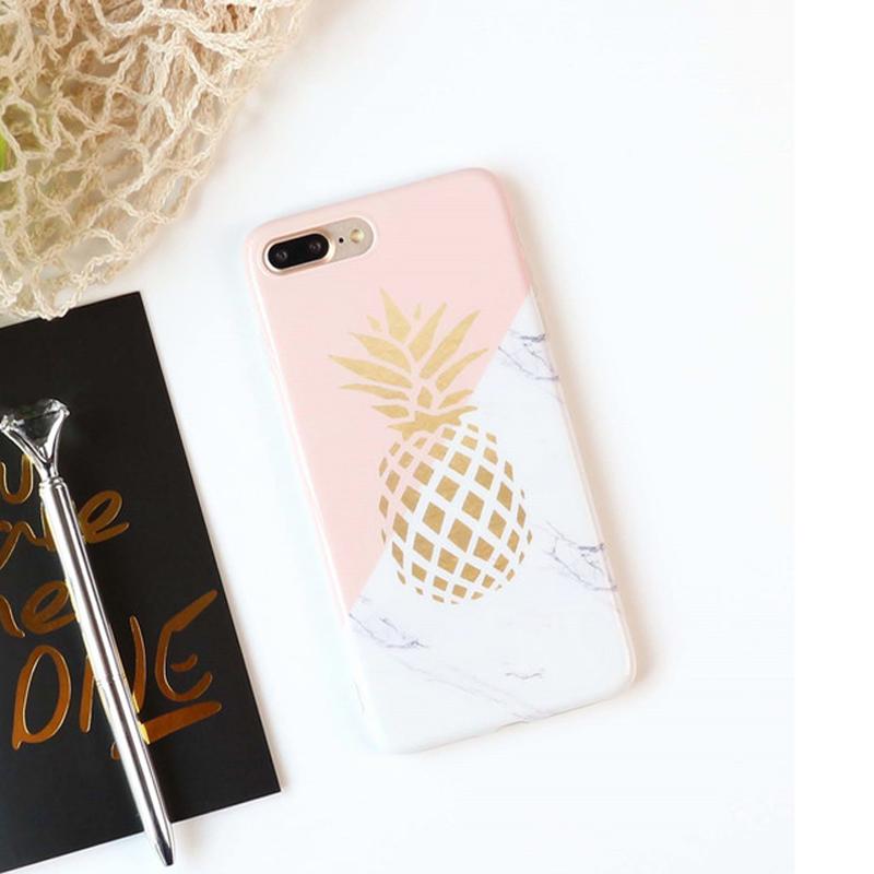 Golden Pineapple Marble iPhone Case