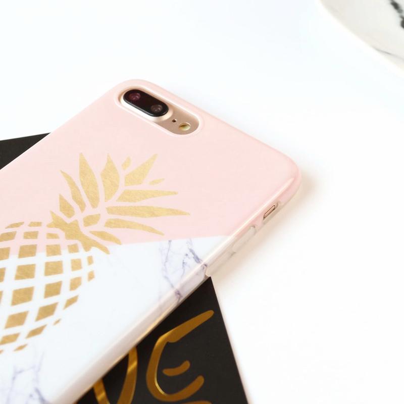 Golden Pineapple Marble iPhone Case