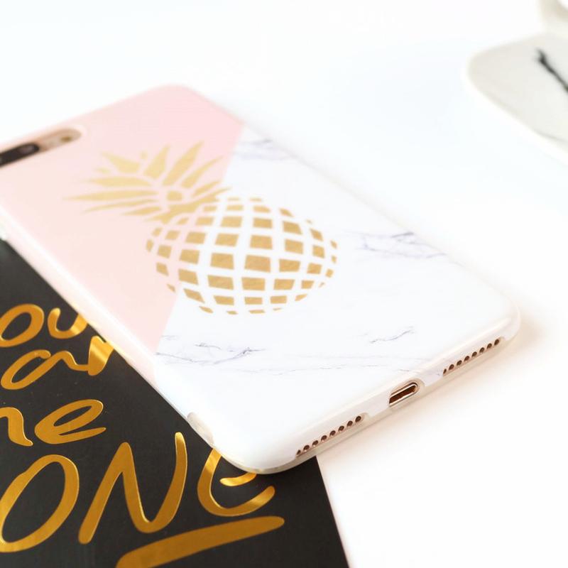 Golden Pineapple Marble iPhone Case