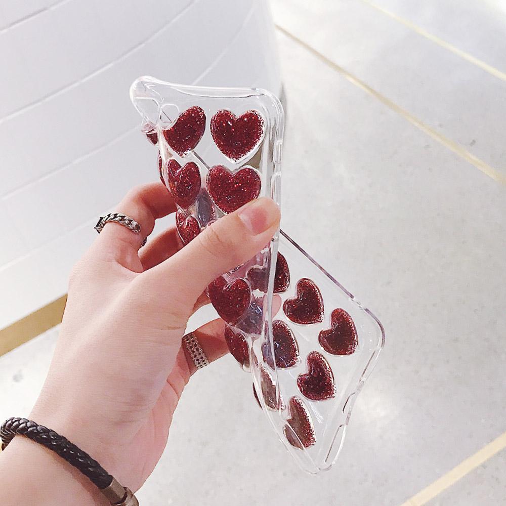 Love Heart Glitter Transparent iPhone Case