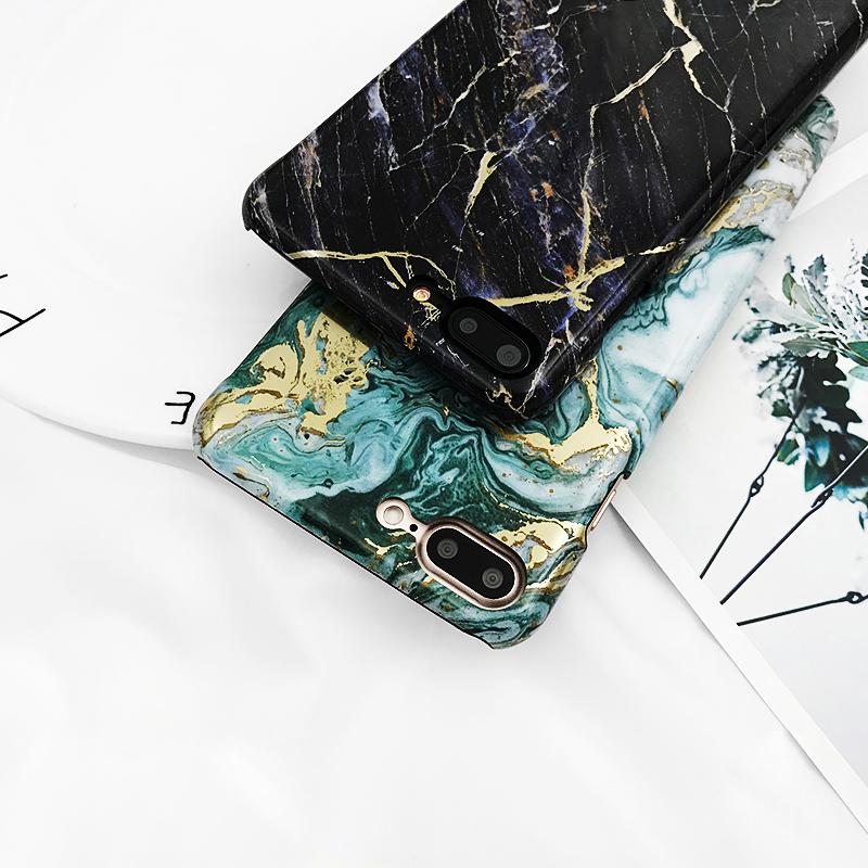 Black & Green Hard Marble iPhone Case