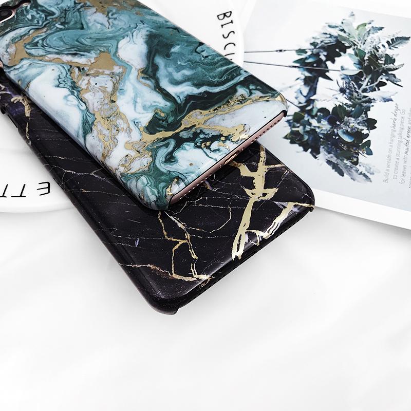 Black & Green Hard Marble iPhone Case