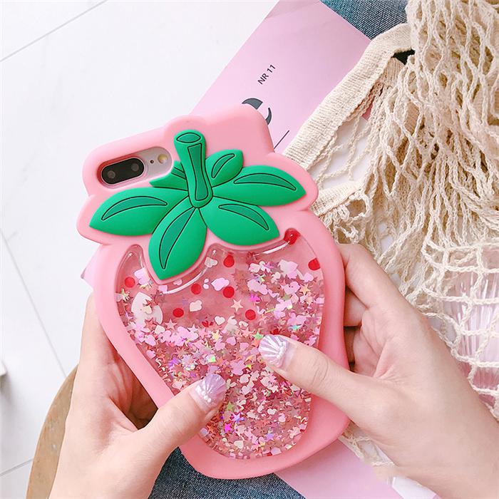 Strawberry Liquid Quicksand 3D iPhone Case – Mermaid Case Strawberry Liquid Quicksand 3D iPhone Case – Mermaid Case