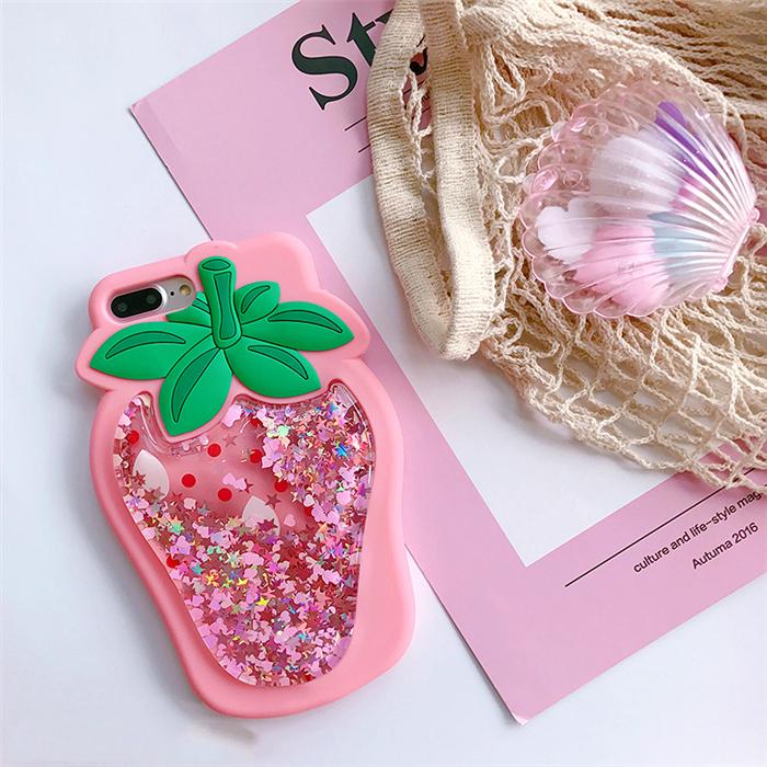 Strawberry Liquid Quicksand 3D iPhone Case