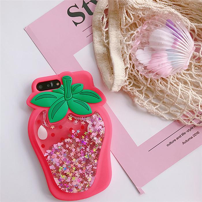 Strawberry Liquid Quicksand 3D iPhone Case