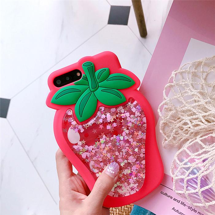 Strawberry Liquid Quicksand 3D iPhone Case