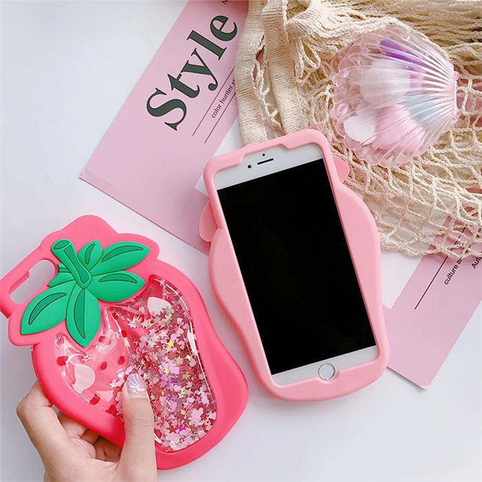 Strawberry Liquid Quicksand 3D iPhone Case