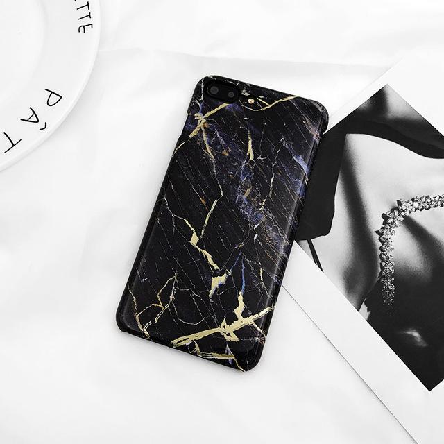 Black & Green Hard Marble iPhone Case