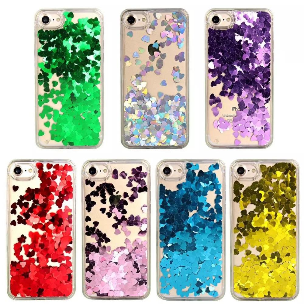 Transparent Heart Quicksand iPhone Case