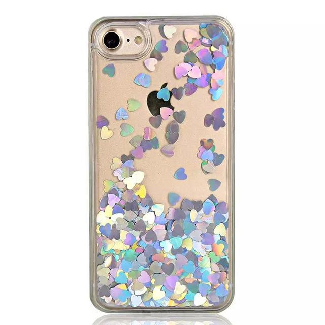 Transparent Heart Quicksand iPhone Case