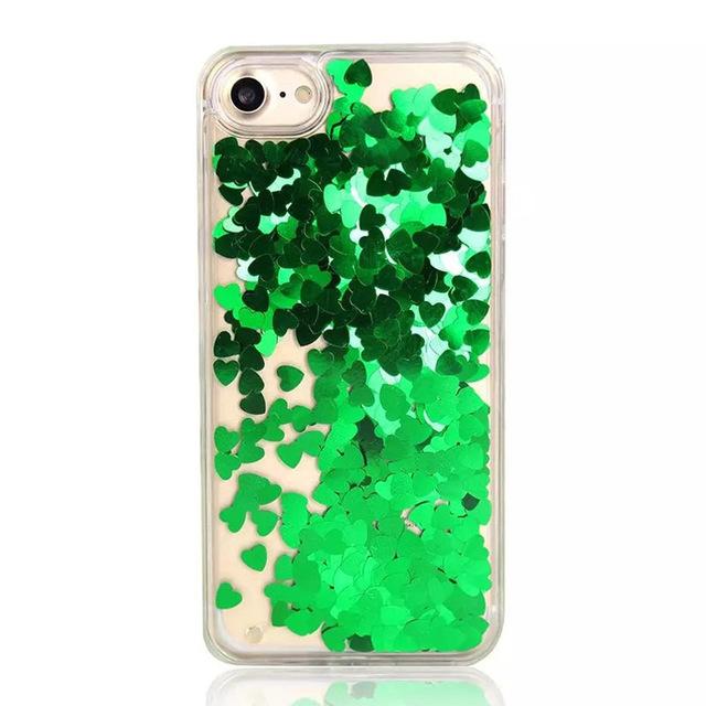 Transparent Heart Quicksand iPhone Case