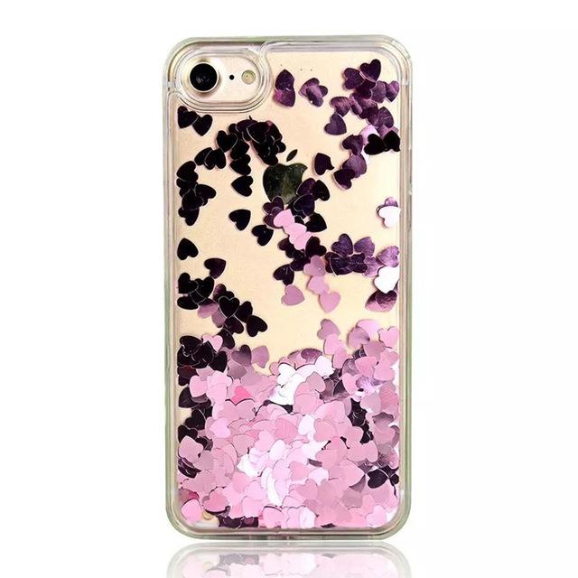 Transparent Heart Quicksand iPhone Case