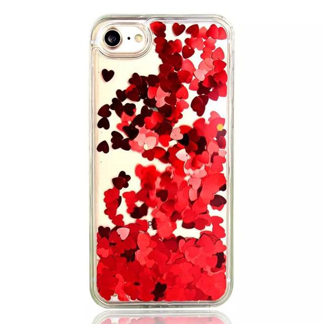 Transparent Heart Quicksand iPhone Case