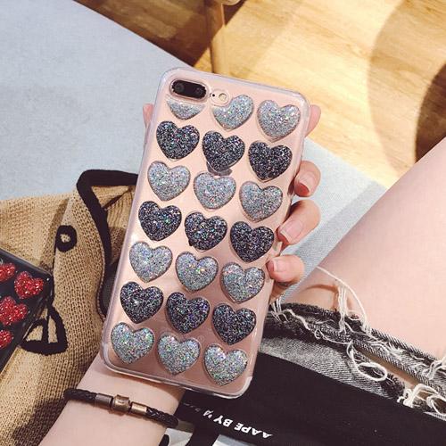 Love Heart Glitter Transparent iPhone Case