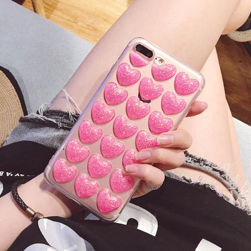 Love Heart Glitter Transparent iPhone Case