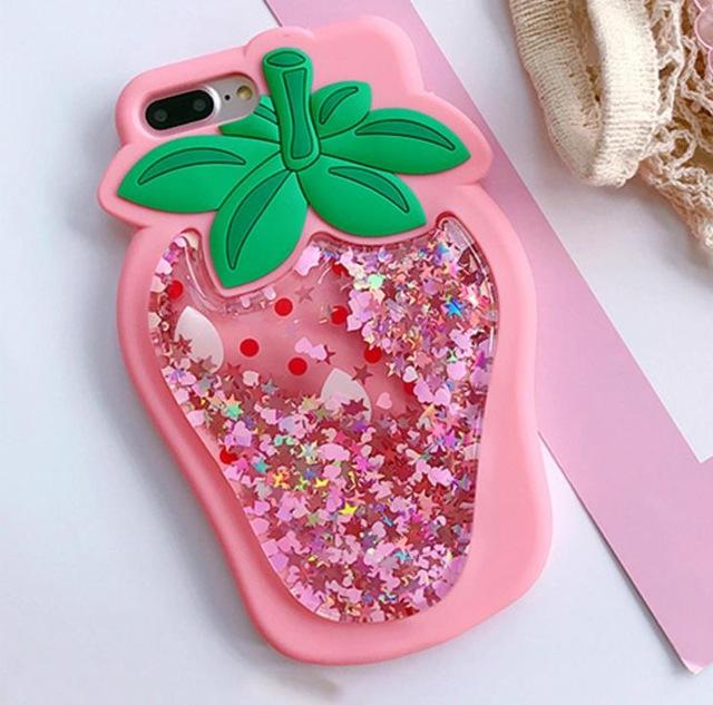 Strawberry Liquid Quicksand 3D iPhone Case