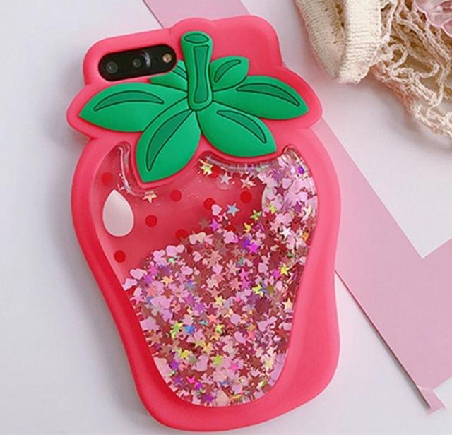 Strawberry Liquid Quicksand 3D iPhone Case