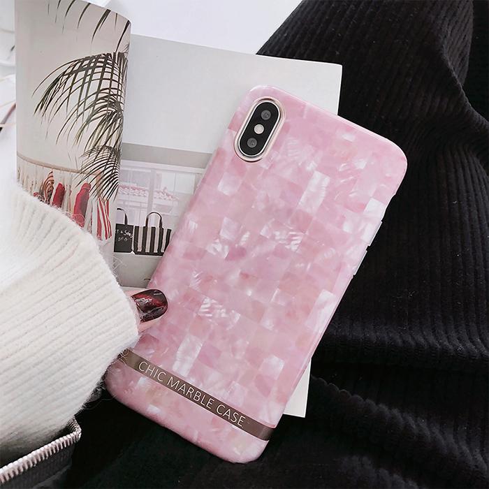 Pink Plaid Marble iPhone Case