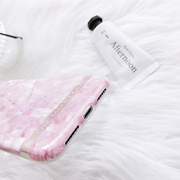 Pink Plaid Marble iPhone Case