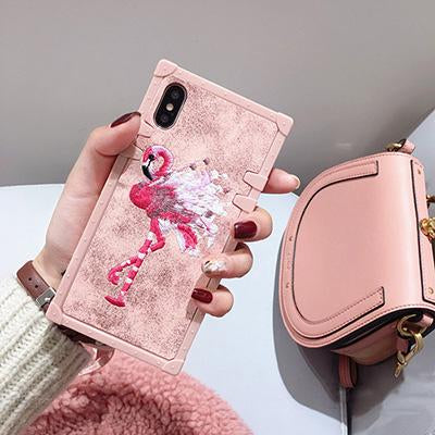 Embroidery Flamingo Pink iPhone Case