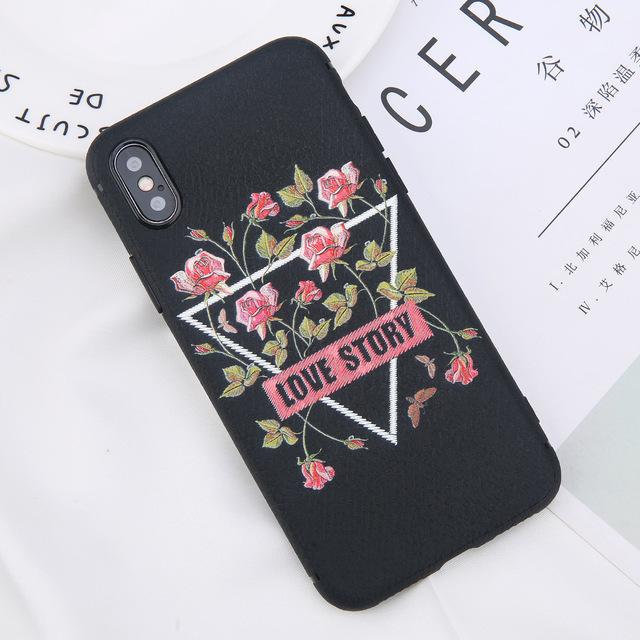 Embroidery Flower Bee Butterfly iPhone Case