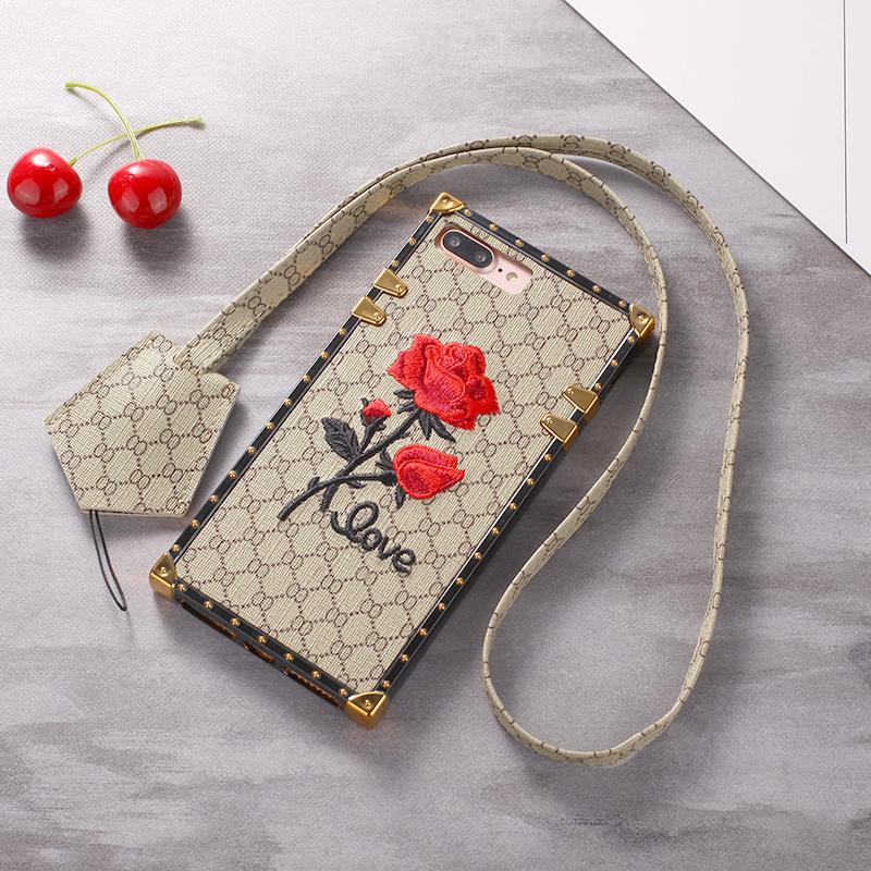 Embroidery Rose Square iPhone Case