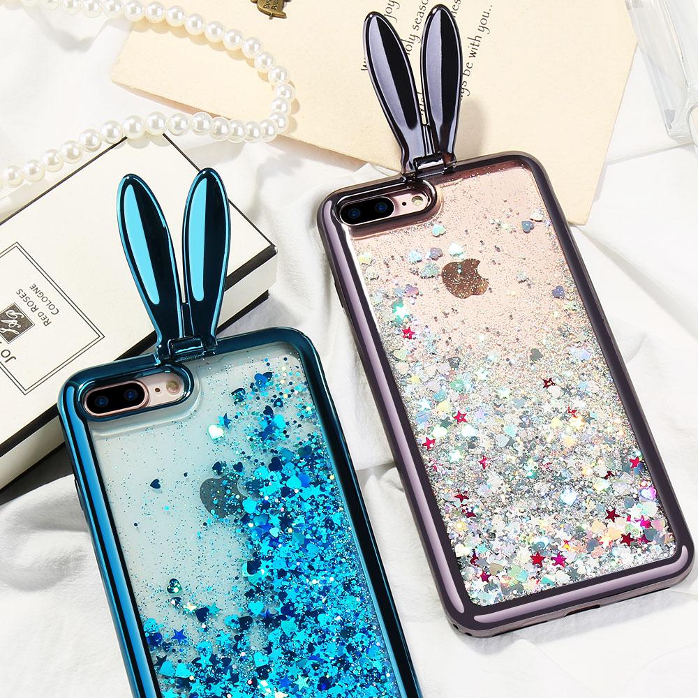 Glitter Quicksand Rabbit Ear iPhone Case