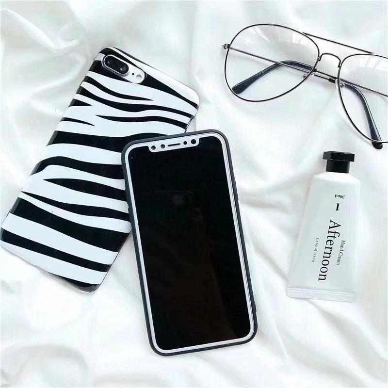 White Striped Zebra Pattern iPhone Case