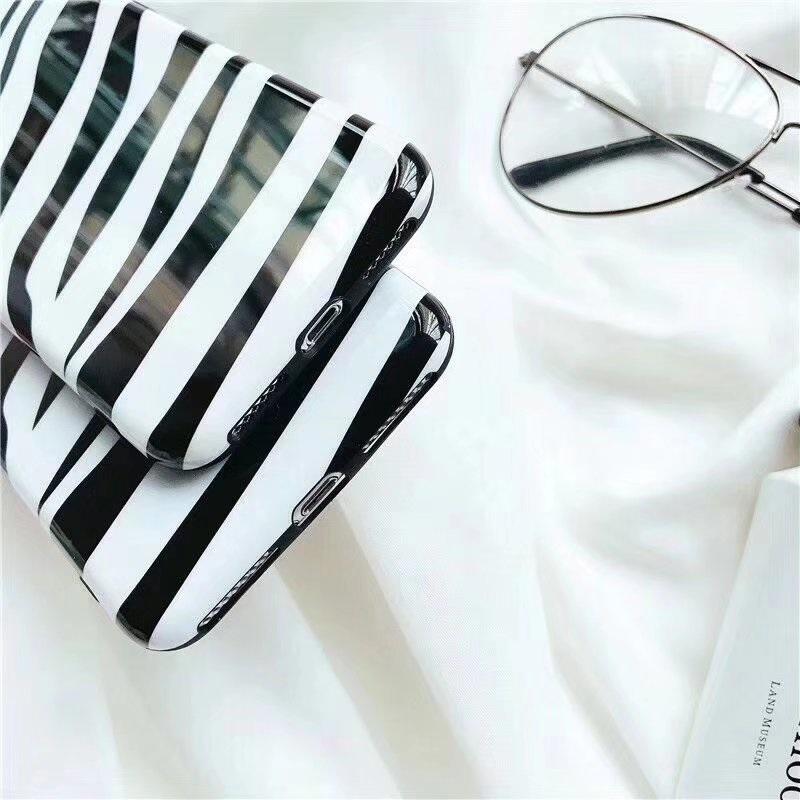 White Striped Zebra Pattern iPhone Case