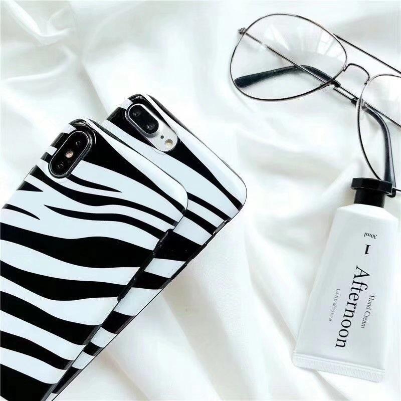 White Striped Zebra Pattern iPhone Case