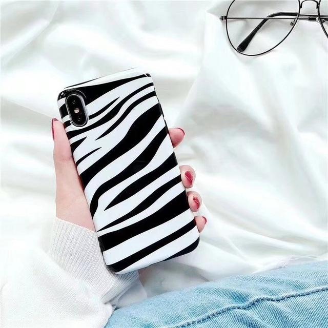 White Striped Zebra Pattern iPhone Case