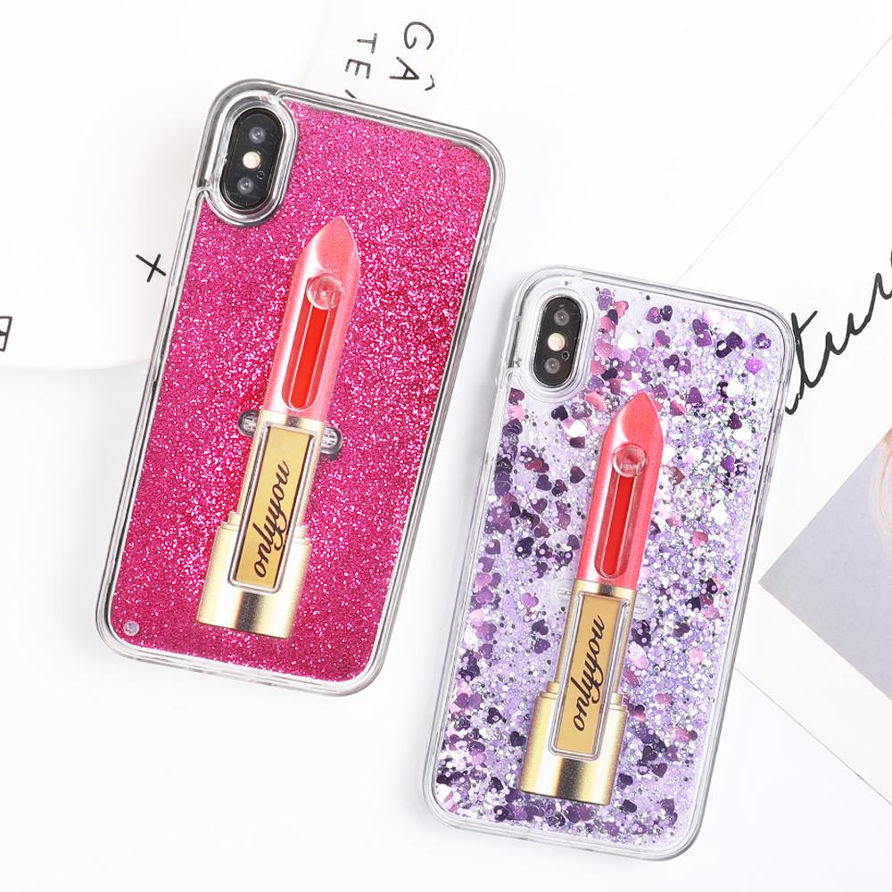 Lipstick Glitter Ring Holder iPhone Case