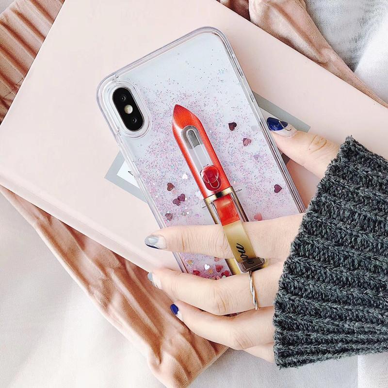 Lipstick Glitter Ring Holder iPhone Case