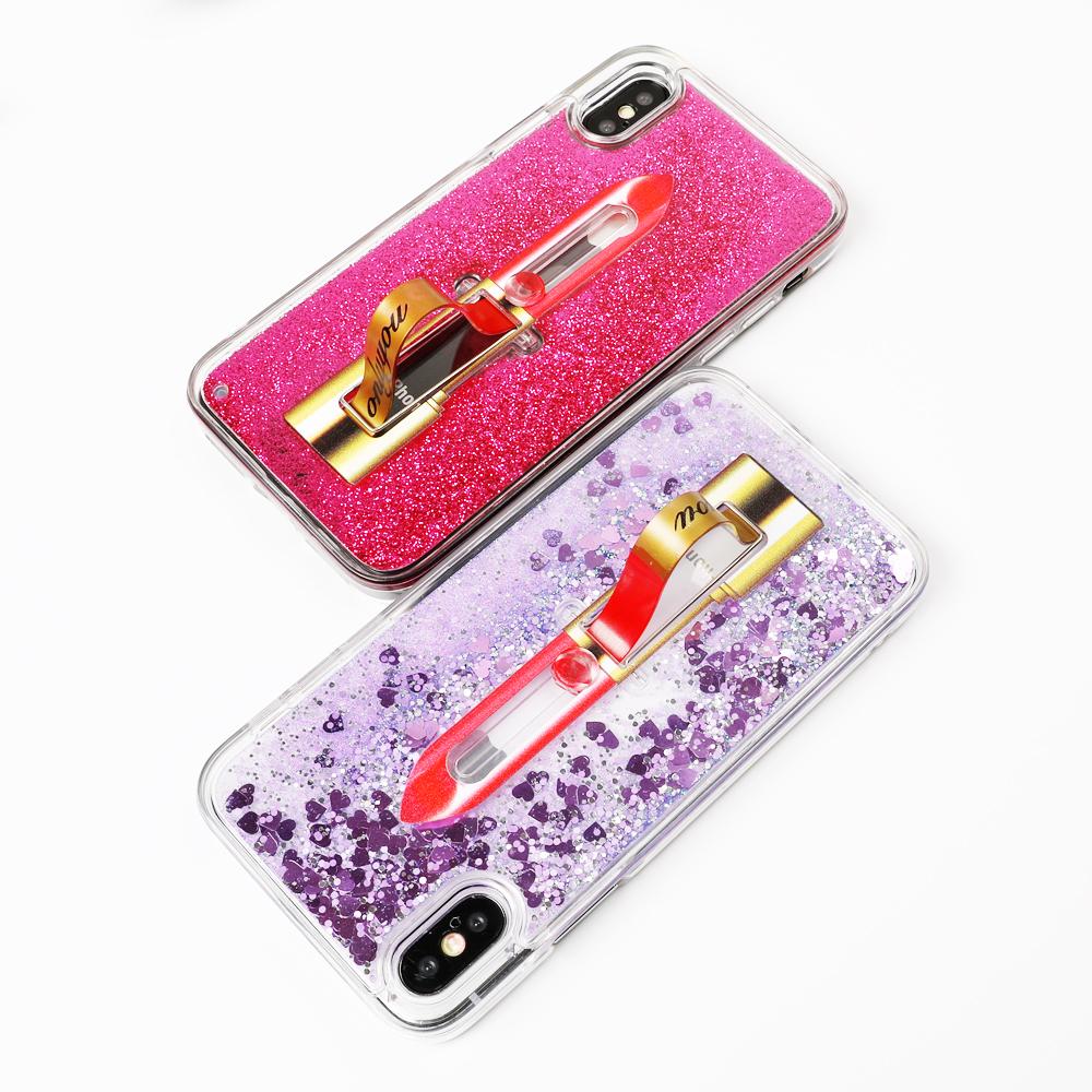 Lipstick Glitter Ring Holder iPhone Case