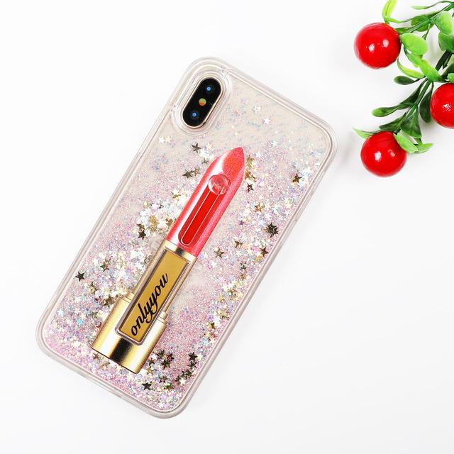 Lipstick Glitter Ring Holder iPhone Case