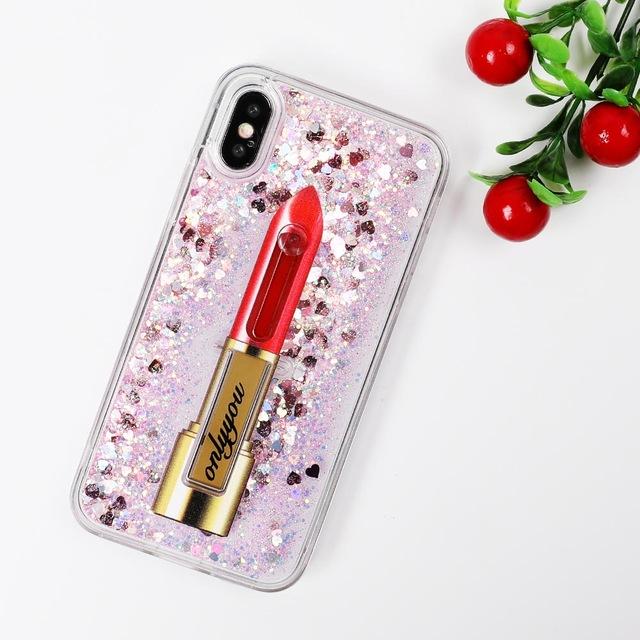 Lipstick Glitter Ring Holder iPhone Case