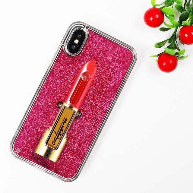 Lipstick Glitter Ring Holder iPhone Case