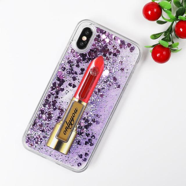 Lipstick Glitter Ring Holder iPhone Case