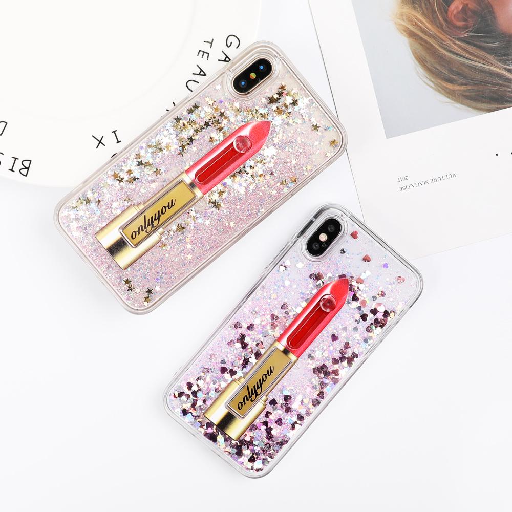 Lipstick Glitter Ring Holder iPhone Case