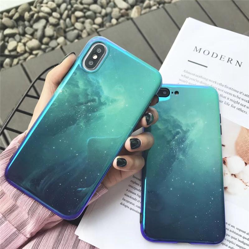 Blue Nebula Glossy iPhone Case