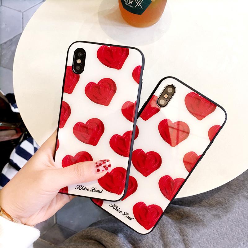 Red Love Heart Glass iPhone Case