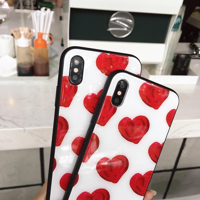 Red Love Heart Glass iPhone Case