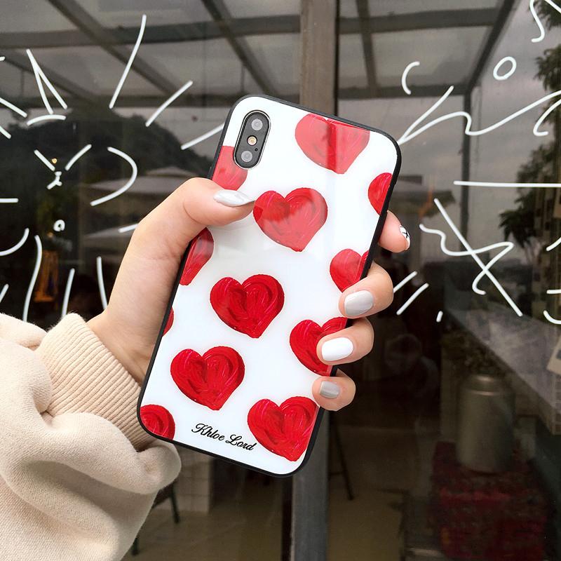 Red Love Heart Glass iPhone Case