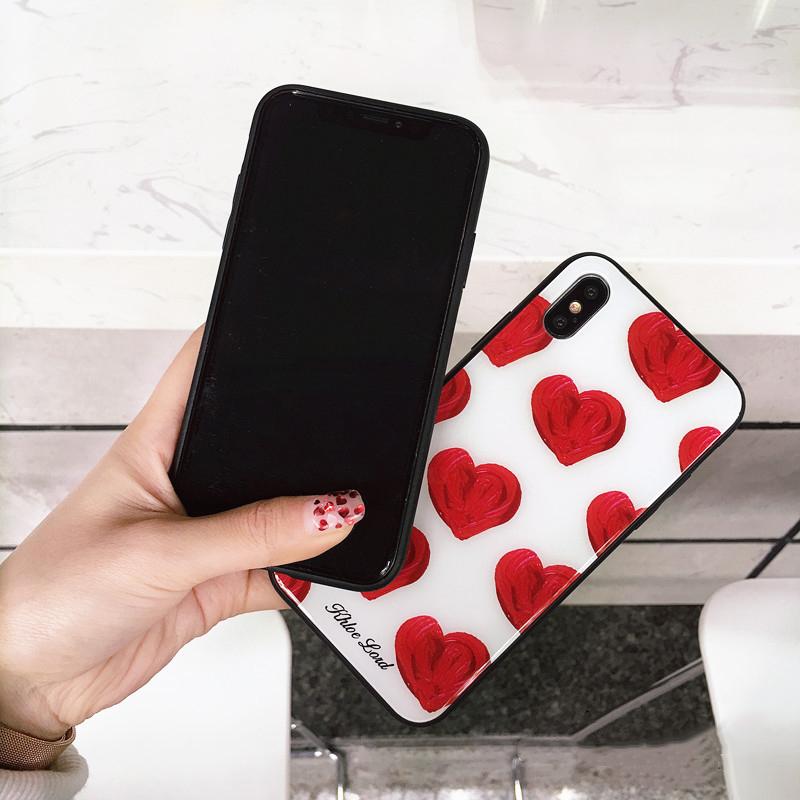 Red Love Heart Glass iPhone Case