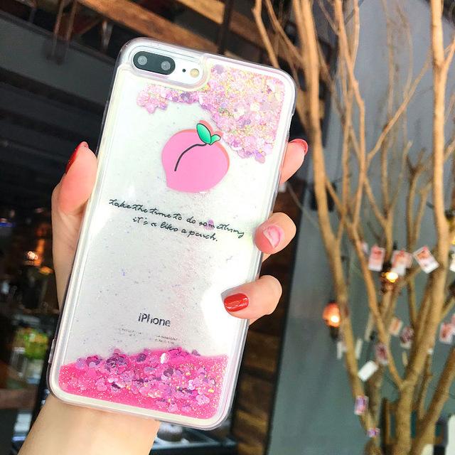 Peach Liquid Glitter iPhone Case