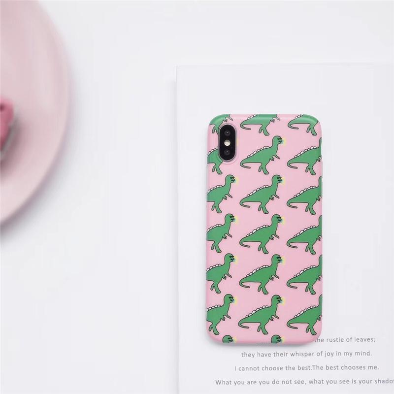 Pink Dinosaur Painted iPhone Case
