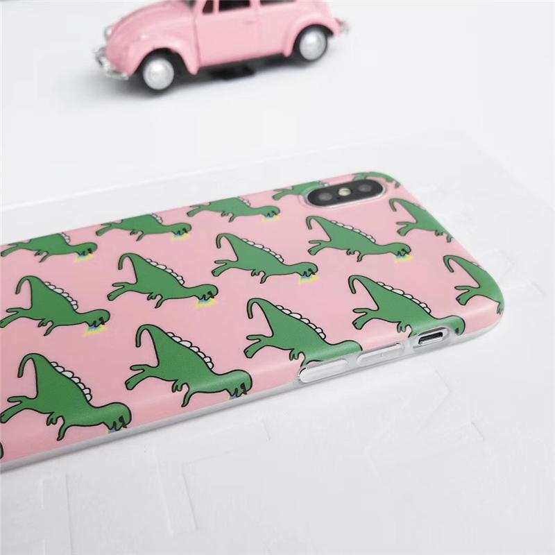 Pink Dinosaur Painted iPhone Case