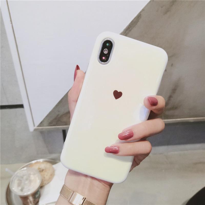 Little Heart White Glossy iPhone Case