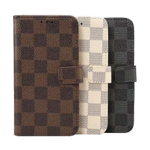 Luxury Square Lattice Flip iPhone Case