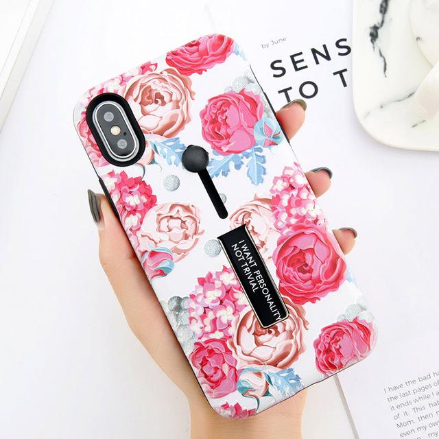 Flower & Marble Holder iPhone Case